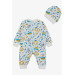 Baby Boy Jumpsuit Safari Themed Animal Pattern White (0-3 Months)