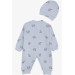 افرول (جمبوست) للأولاد حديثي الولادة مزين برسومات فيل لون ازرق سماوي(0-6 شهور)