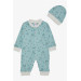 Baby Boy Jumpsuit Cute Animals Patterned Mint Green (0-6 Months)