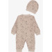 افرول (جمبوست) للأولاد حديثي الولادة مزين برسومات ارنب لون وردي (0-6 شهور)