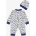 Baby Boy Rompers Vehicle Themed White (0-3 Months-6 Months)