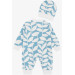 Baby Boy Rompers Leaf Patterned Blue (0-6 Months)