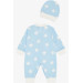 Baby Boy Rompers Star Patterned Baby Blue (0-3 Months-6 Months)
