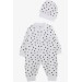 Newborn Baby Boy Jumpsuit, Star Patterned, White (0-3Mths-6Mths)