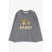 Baby Boy Long Sleeve T-Shirt Dark Gray Melange With Teddy Bear Look (9 Months-3 Years)