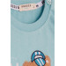 Baby Boy Long Sleeve T-Shirt Teddy Bear Printed Text Embroidered Turquoise (9 Months-3 Years)