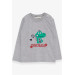 Baby Boy Long Sleeve T-Shirt Dinosaur Embroidered Gray Melange (9 Months-3 Years)
