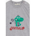 Baby Boy Long Sleeve T-Shirt Dinosaur Embroidered Gray Melange (9 Months-3 Years)