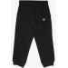 Boy's Sweatpants Black With Emblem Pocket (2-6 Years)