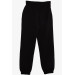 Boy's Sweatpants Black With Emblem Pocket (Ages 5-9)