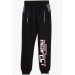 Boy's Sweatpants Black With Printed Pocket (8-14 Ages)