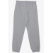 Boy's Sweatpants Gray Melange With Elastic Waist And Embroidered Lace Accessory (Ages 5-9)