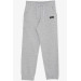 Boy's Sweatpants With Pockets Elastic Waist Lace Up Gray (5-9 Years)