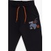 Boy's Sweatpants Game Console Embroidered Black (1.5-4 Years)