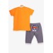 Boy's Tracksuit Suit Puppy Embroidered Orange (1-1.5 Years)