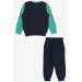 Boy's Tracksuit Set Block Patterned Letter Printed Mint Green (1.5-5 Years)