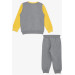 Boys Tracksuit Set Block Patterned Letter Printed Yellow (1.5-5 Years)