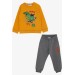 Boy's Sports Pajamas With Dinosaur Print, Dark Yellow (1.5-5 Years)