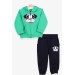 Boys' Sports Pajamas With An Embroidered Zipper And Hook, Green Color (1-2 Yrs)
