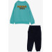Boy's Tracksuit Set Adventurous Animals Printed Water Green (Age 1.5-5)