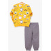 Boy's Tracksuit Set Monkey Embroidered Yellow (1-2 Years)