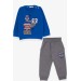 Dark Blue Embroidered Cars Print Sports Set For Boys (1.5-5 Years)