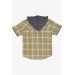 قميص ولادي بغطاء راس بنمط كاروه بالوان متنوعة (5-8 سنوات)