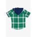 قميص ولادي بغطاء راس بنقشة كاروه لون اخضر (9-12 سنوات)
