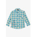 Boy's Shirt Plaid Patterned Text Printed Mixed Color (9-12 Years)