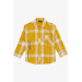 Boy's Shirt Plaid Patterned Text Printed Yellow (5-8 Years)