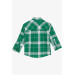 Boy's Shirt Plaid Patterned Text Printed Green (5-8 Years)