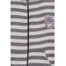 Boy's Cardigan Embroidered Striped Pattern Gray (7-12 Years)