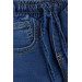 Boy's Denim Trousers Blue With Lace-Up Elastic Legs (Age 1-4)