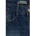 Boy's Jeans With Stonewashed Pocket Zipper Dark Blue (Age 10-14)