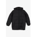 Boy's Coat Hooded With Zipper Pocket Black (Ages 4-9)