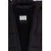 Boy's Coat Hooded With Zipper Pocket Black (Ages 4-9)