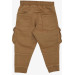 Boy's Trousers Light Brown With Cargo Pockets And Elastic Waist (Ages 3-7)