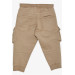 Boy's Trousers With Cargo Pockets And Elastic Waist Beige (Ages 3-7)