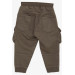 Boy's Trousers With Cargo Pockets And Elastic Waist Dark Khaki Green (Ages 3-7)