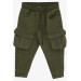 Boy's Trousers With Cargo Pockets And Elastic Waist Dark Green (Ages 3-7)