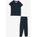 Boy's Pajama Set Green With Plaid Pattern (4-8 Years)