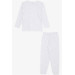 Boys Cotton Blue Dotted Pajama Set White (9-12 Years)