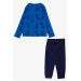 Boy's Pajama Set, Palm Tree Patterned Saks Blue (Ages 3-7)