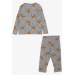 Boy's Pajama Set Star Patterned Sloth Gray Melange (Ages 3-7)
