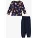 Boys Pajama Set, Navy Printed (4-8 Ages)
