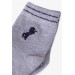 Boys Socks With Horse Embroidery Gray (3-12 Ages)