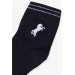 Boys Socks With Horse Embroidery Black (1-12 Years)
