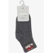 Boy's Socks Teddy Bear Printed Dark Gray Melange (1-2-7-8 Years)