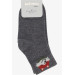 Boy's Socks Teddy Bear Printed Dark Gray Melange (1-2-7-8 Years)