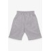 Boy Shorts Printed Elastic Waist With Rope Silver Color (8-14 Years)